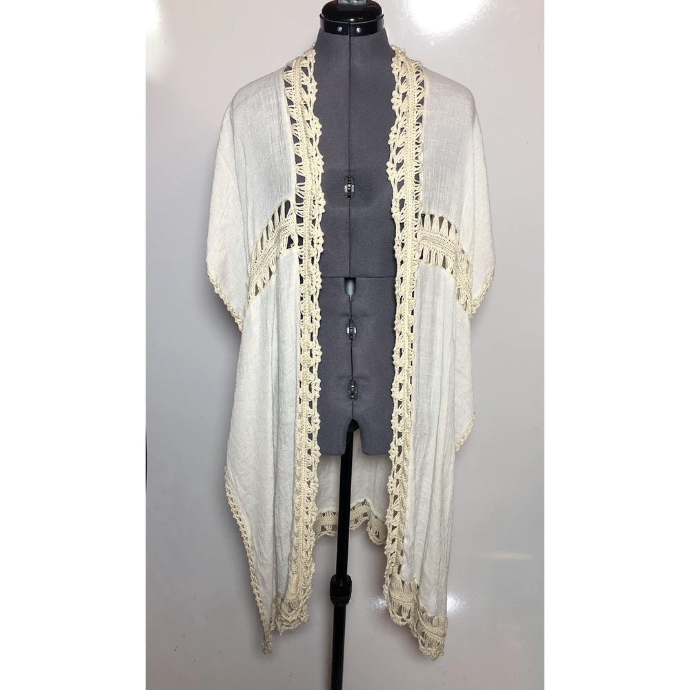 Altar'd‎ State Boho Crochet Lace Kimono Cardigan Ivory Festival M - Picture 3 of 13